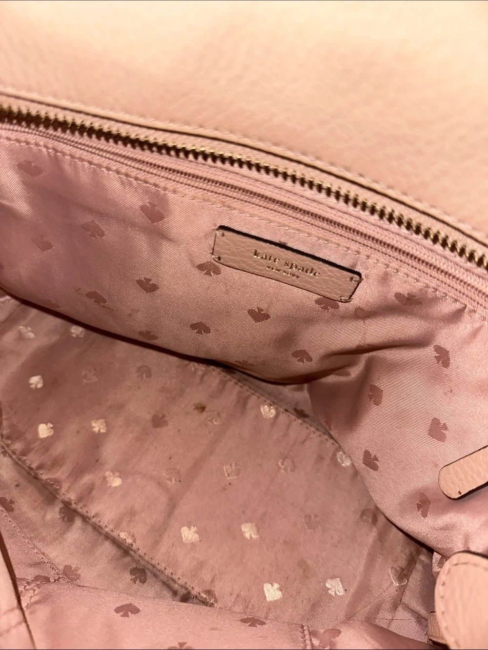 kate spade Pebbled Leather Satchel in Cream